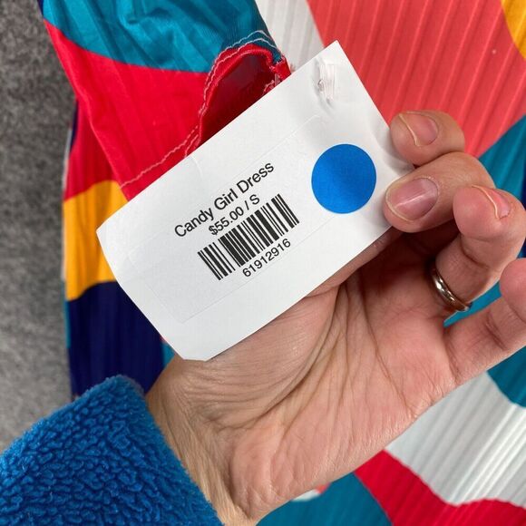 New Candy Girl Dress Women S Small Blue Geometric Maxi Long Cotton Long Sleeve - Picture 6 of 11